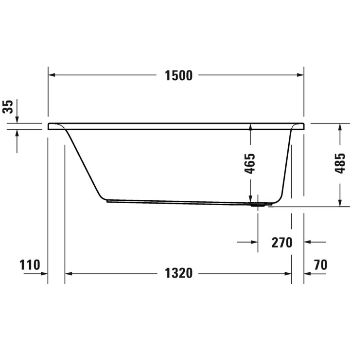 Wanna prostokątna Duravit D-Neo, 150x75cm, akrylowa, 1 oparcie ukośnie, biała