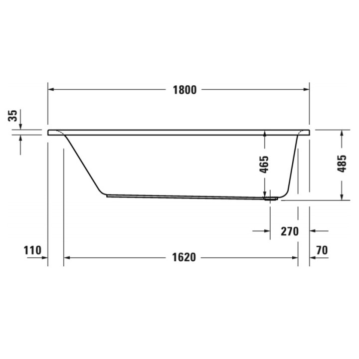 Wanna prostokątna Duravit D-Neo, 170x75cm, akrylowa, 1 oparcie ukośnie, biała