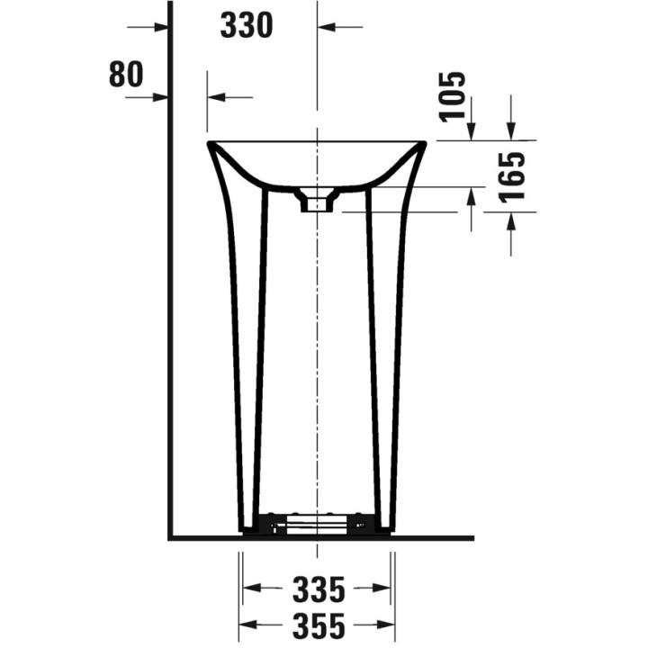 Umywalka wolnostojąca Duravit White Tulip, 500x900mm, okrągła, bez przelewu, podłączenie do ściany, biała