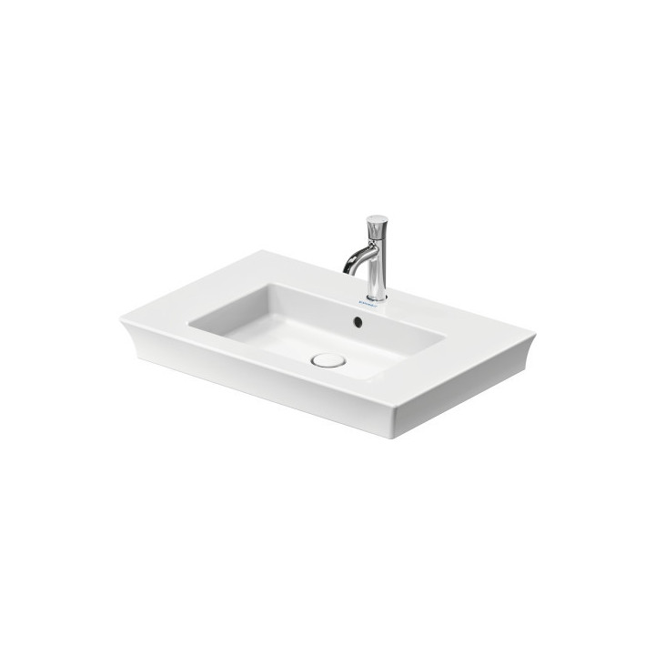 Umywalka wisząca/meblowa Duravit D-Neo, 65x48cm, z przelewem, otwór na baterię, biała