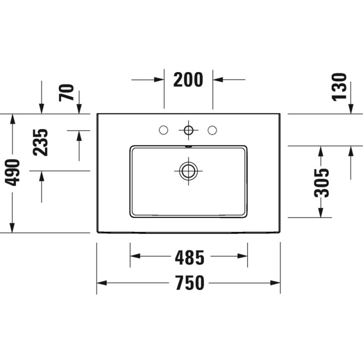 Umywalka wisząca/meblowa Duravit D-Neo, 65x48cm, z przelewem, otwór na baterię, biała