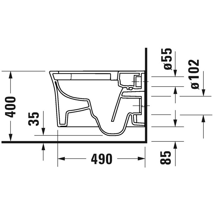 Miska toaletowa wisząca Duravit White Tulip Rimless, 54x37cm, bez rantu spłukującego, mocowanie Durafix, HygieneFlush, biała