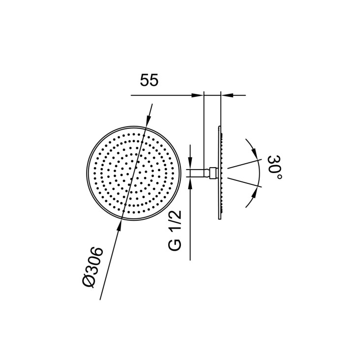 Deszczownica Laufen, okrągła, 306mm, chrom