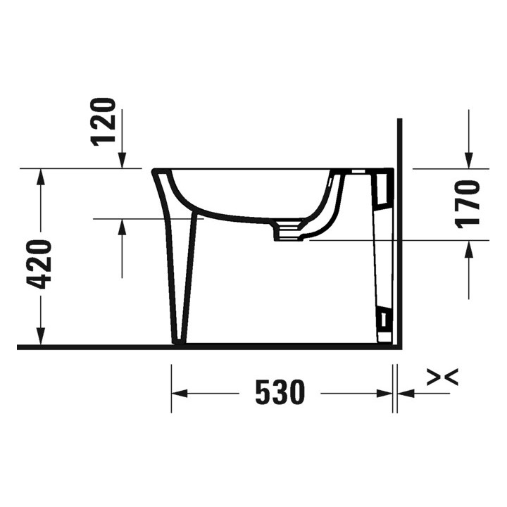 Bidet wiszący Duravit White Tulip, 54x37cm, z przelewem, otwór na baterię, biały