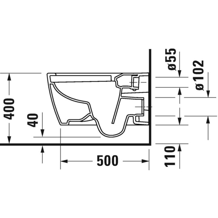 Miska toaletowa wisząca Duravit White Tulip Rimless, 54x37cm, bez rantu spłukującego, mocowanie Durafix, HygieneFlush, biała