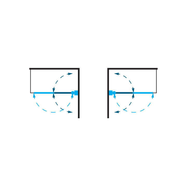 Parawan nawannowy Omnires Kingston, 70cm, montaż uniwersalny, drzwi wahadłowe, szkło transparentne, profil chrom