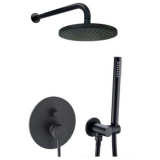 Zestaw natryskowy Paffoni Light,  podtynkowy, 2 wyjścia wody, deszczownica okrągła 225mm, czarny mat