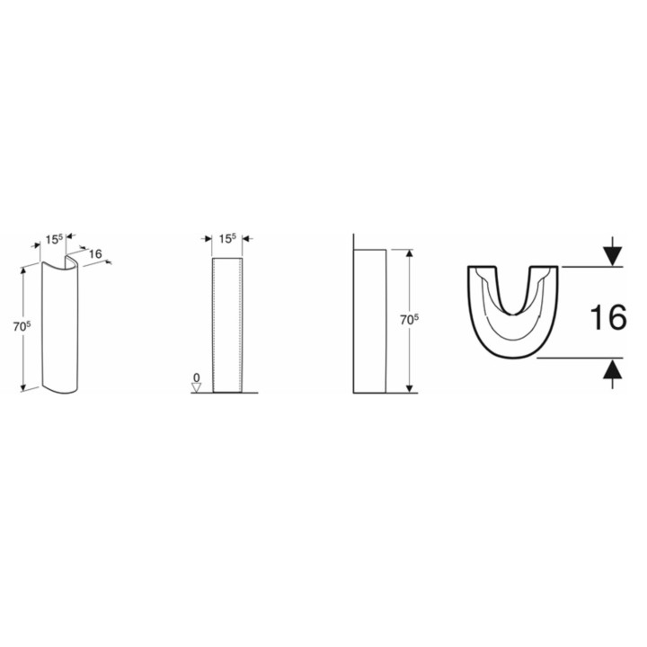 Postument umywalkowy Koło Idol, wysokość 70,5cm, ceramiczna, biały