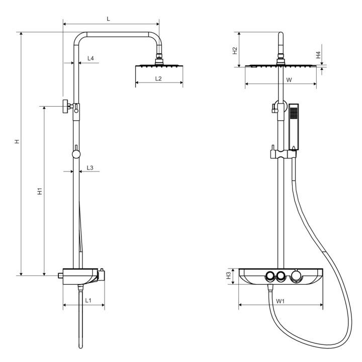 Zestaw prysznicowy Excellent Krotos, natynkowy, bateria EasyClick, deszczownica prostokątna 30x20cm, słuchawka 1-funkcyjna, chro