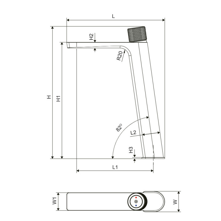 Bateria umywalkowa Excellent Krotos, stojąca, wysokość 297mm, Easy-Click, chrom