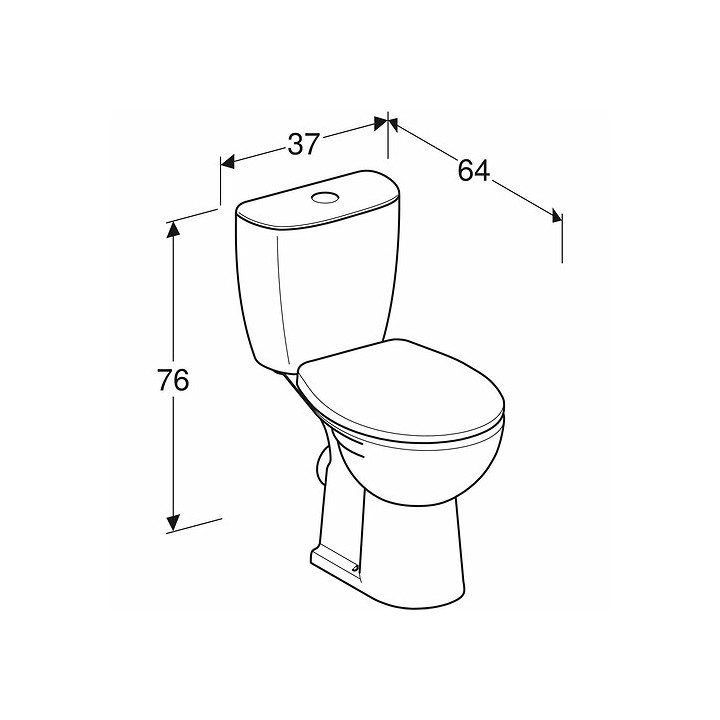 Zestaw kompakt WC miska ze spłuczką Koło Rekord, 64x35,5cm, Rimfree, bez rantu spłukującego, odpływ poziomy, doprowadzenie boczn