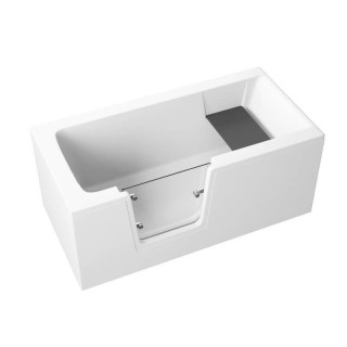 Wanna prostokątna Polimat Vevo, 140x70cm, z drzwiami dla seniora, akrylowa, biała