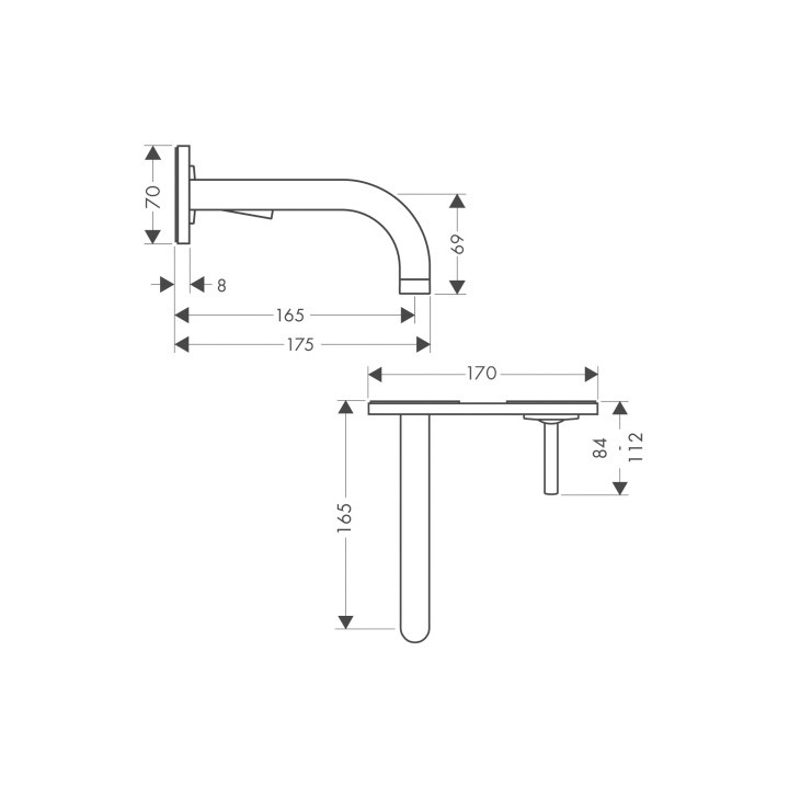 Bateria umywalkowa Axor Strack ścienna- sanitbuy.pl