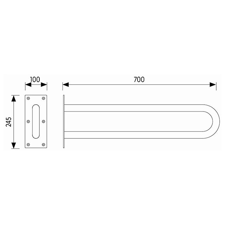 Poręcz WC Koło Lehnen Funktion, 70cm, ścienna, łukowa, powierzchnia falista, stal nierdzewna