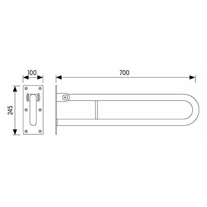 Poręcz WC Koło Lehnen Funktion, 70cm, ścienna, łukowa, powierzchnia gładka, stal nierdzewna