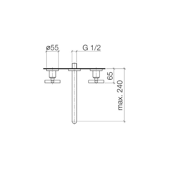 Bateria umywalkowa, ścienna bez korka automatycznego Dornbracht Tara - chrom