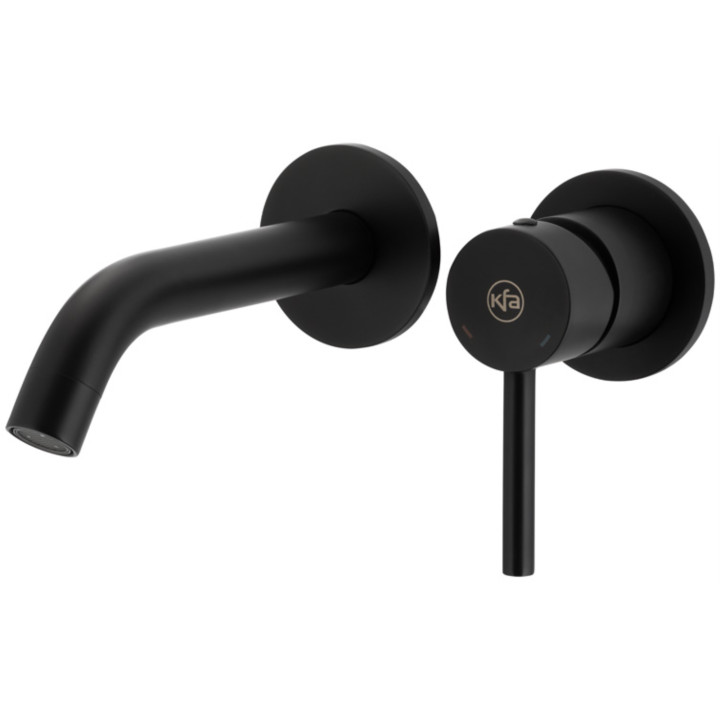 Bateria umywalkowa KFA Moza Black, podtynkowa, 2-otworowa, wylewka 173mm, czarny