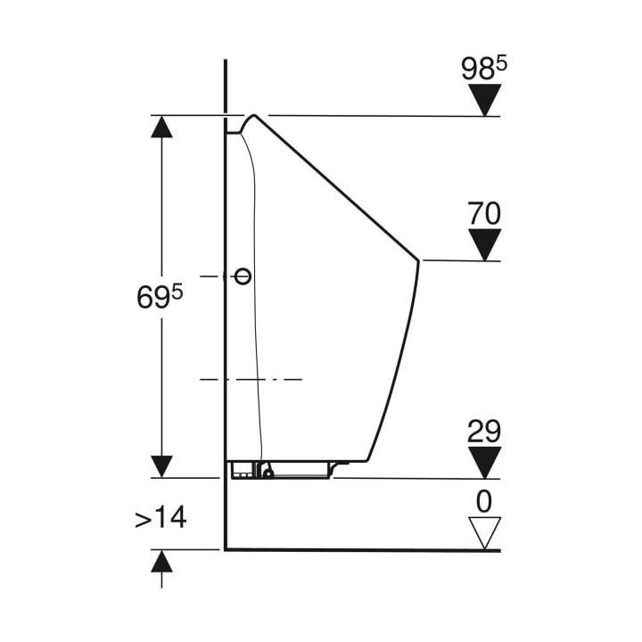 Pisuar Geberit Preda, do armatury zintegrowanej, biały
