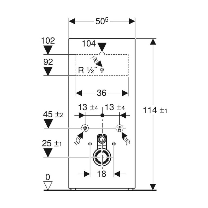Moduł sanitarny Geberit Monolith Plus do WC wiszącego, szkło białe/aluminium, H114, mocowanie 18 cm