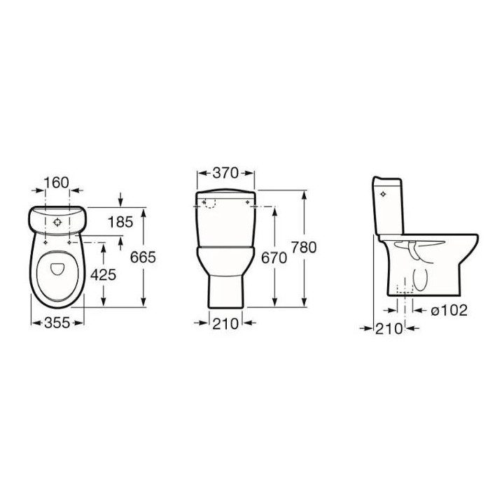 Kompakt Roca Victoria, odpływ poziomy