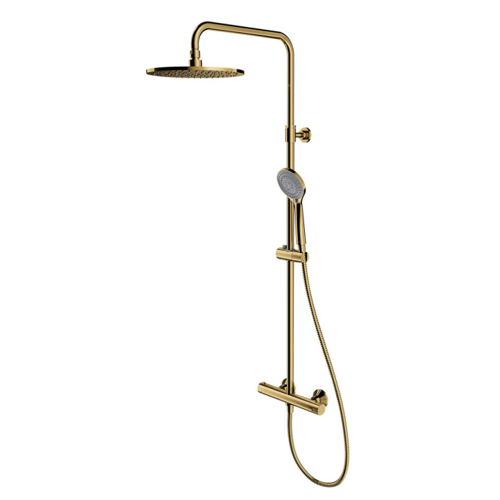 Termostatyczny zestaw natryskowy Omnires Y, natynkowy, 2 wyjścia wody, złoty