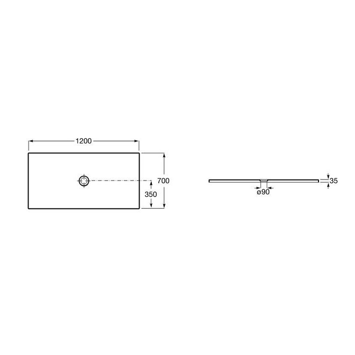 Brodzik prostokątny, akrylowy Roca Granada Medio 120 x 80 x 7,5 cm, biały 
