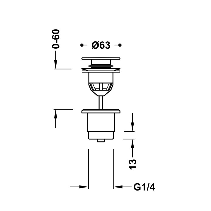Odpływ umywalkowy Tres, click-clack, 63mm, 24-K złoto matowe
