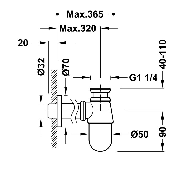 Odpływ umywalkowy Tres, click-clack, 40mm, 24-K złoto matowe