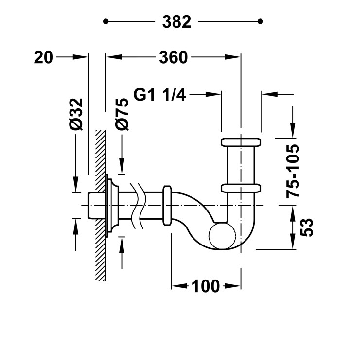 Syfon umywalkowy Tres, butelkowy, 24-K złoto matowe