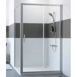 Drzwi prysznicowe  Huppe Classics 2 Gold Edition, 100cm, suwane 1-częściowe ze stałym segmentem, Anti-Plaque, profil złoty