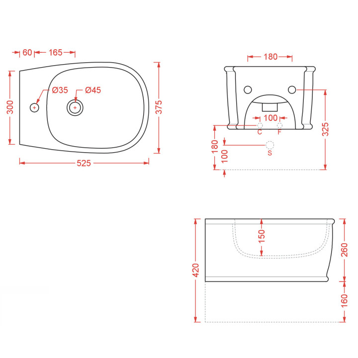 Bidet wiszący Artceram Atelier, 52x37cm, otwór na baterię, biały