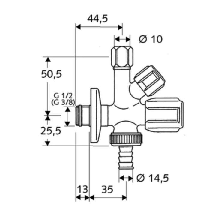 Kombinowany zawór kątowy Schell Comfort, pokrętło i głowica z komorą smarną, DN15, G 1/2, chrom