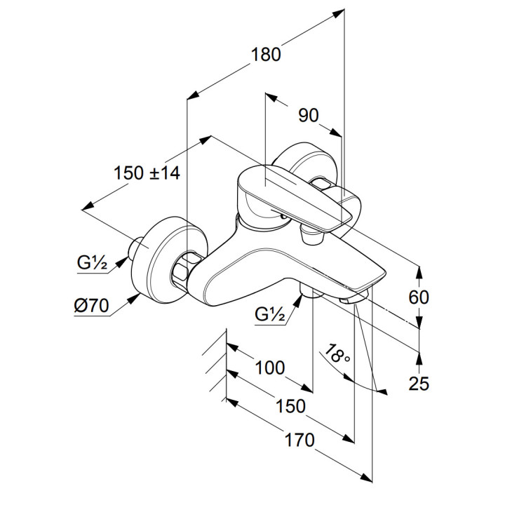 Bateria bidetowa jednouchwytowa Kludi Pure&Solid, bez zestawu odpływ. chrom