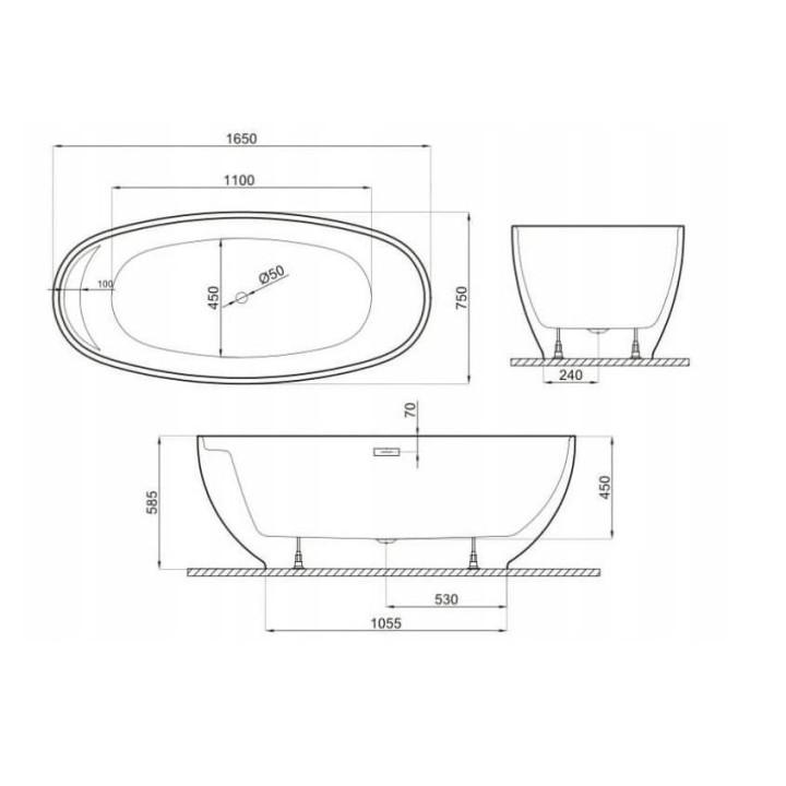 Wanna prostokątna Polimat Avo, 140x70cm, z drzwiami dla seniora po prawej, akrylowa, biała