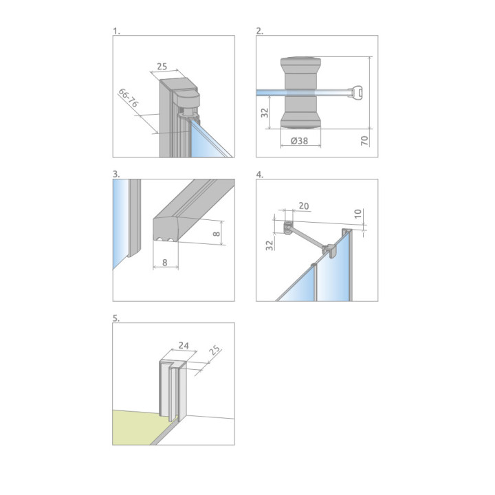 Drzwi do wnęki Radaway EOS II DWJ 120, lewe, 120x195cm, szkło przejrzyste, profil chrom