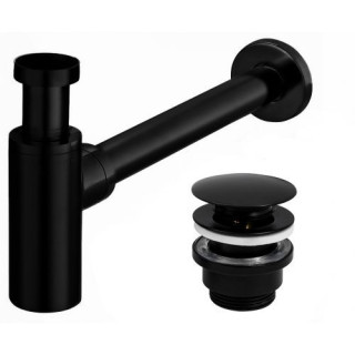 Uniwersalny syfon umywalkowy Rea, kilk-klak, czarny mat