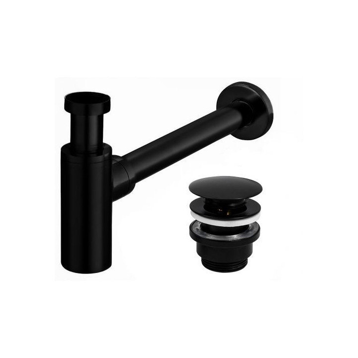 Uniwersalny syfon umywalkowy Rea, kilk-klak, czarny mat