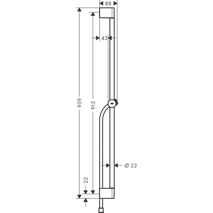 Drążek prysznicowy Hansgrohe Unica Pulsify, 65cm, z suwakiem i wężem, chrom