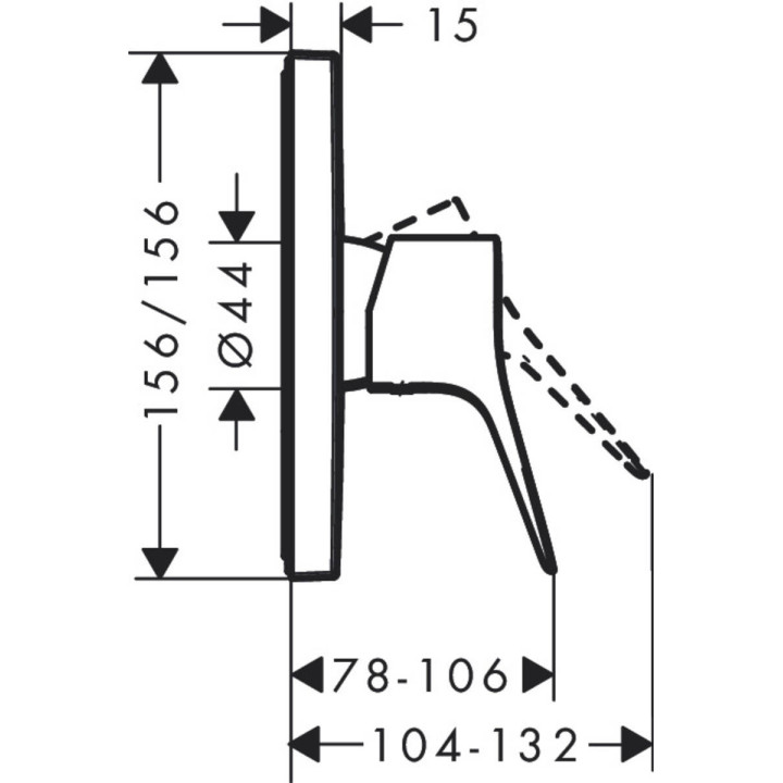Bateria natryskowa Hansgrohe Finoris, podtynkowa, jednouchwytowa, 1 wyjście wody, chrom