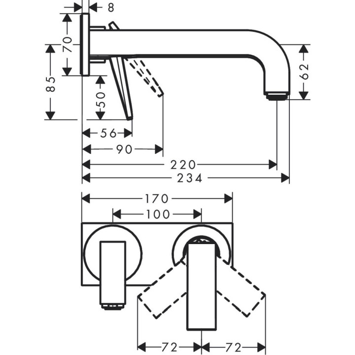 Bateria umywalkowa 2-otworowa Hansgrohe Vivenis, podtynkowa, wylewka 19,5cm, chrom