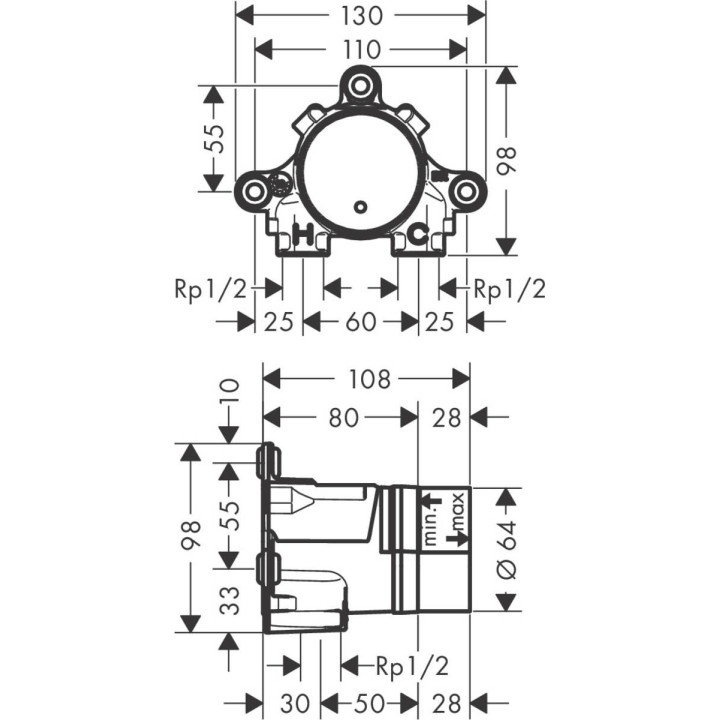 Zestaw podstawowy Axor Select dla baterii umywalkowej ściennej