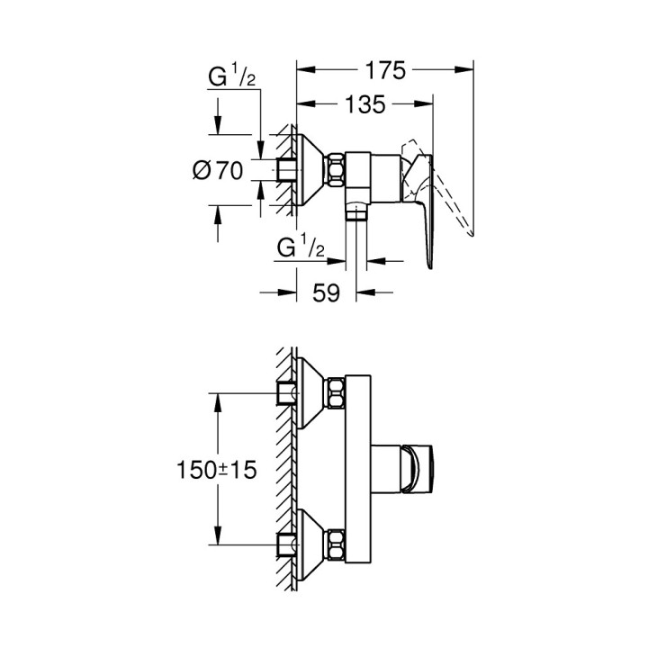 Bateria umywalkowa Grohe BauEdge, stojąca, wysokość 304mm, DN 15, rozmiar XL, bez korka, chrom