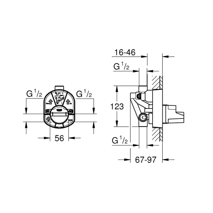 Element podtynkowy Grohe do baterii wannowej i prysznicowej DN 15