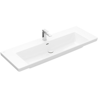 Umywalka meblowa Villeroy & Boch Subway 3.0, 130x47cm, z przelewem, 2 otwory na armaturę, Weiss Alpin
