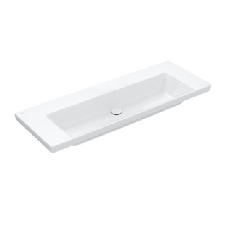 Umywalka meblowa Villeroy & Boch Subway 3.0, 130x47cm, z przelewem, 2 otwory na armaturę, Weiss Alpin
