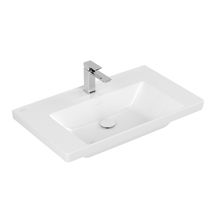 Umywalka meblowa Villeroy & Boch Subway 3.0, 100x47cm, z przelewem, otwór na armaturę, Weiss Alpin
