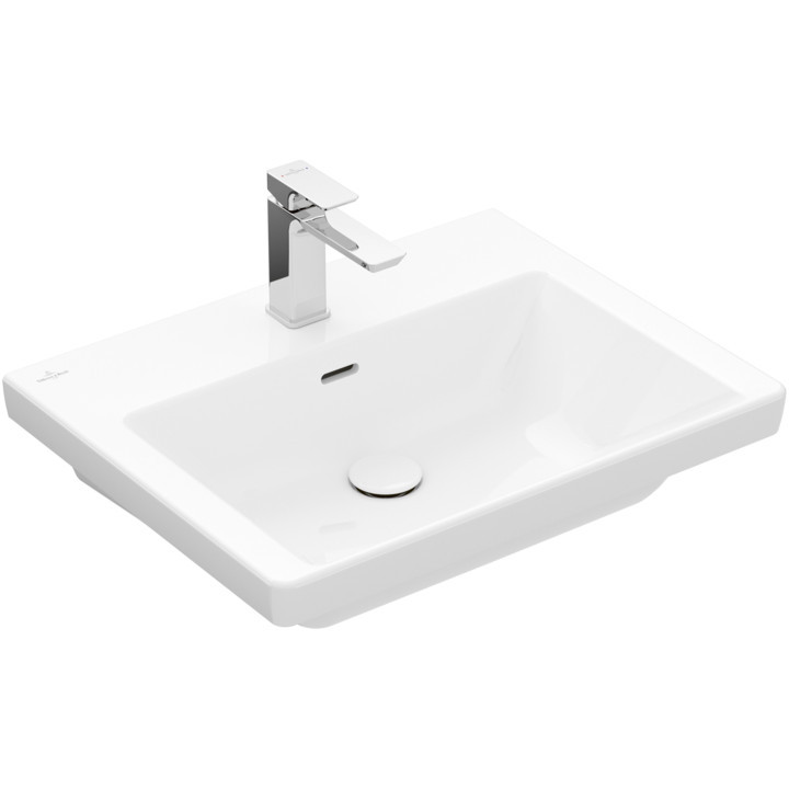 Umywalka meblowa Villeroy & Boch Subway 3.0, 60x47cm, z przelewem, otwór na armaturę, Weiss Alpin