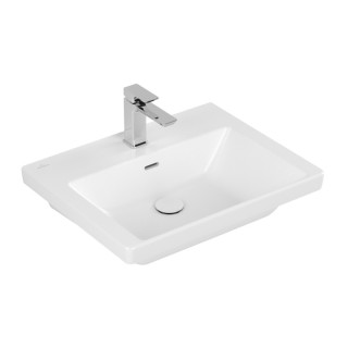 Umywalka meblowa Villeroy & Boch Subway 3.0, 60x47cm, z przelewem, otwór na armaturę, Weiss Alpin