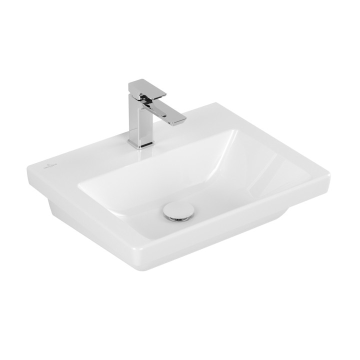 Umywalka meblowa Villeroy & Boch Subway 3.0, 60x47cm, z przelewem, otwór na armaturę, Weiss Alpin