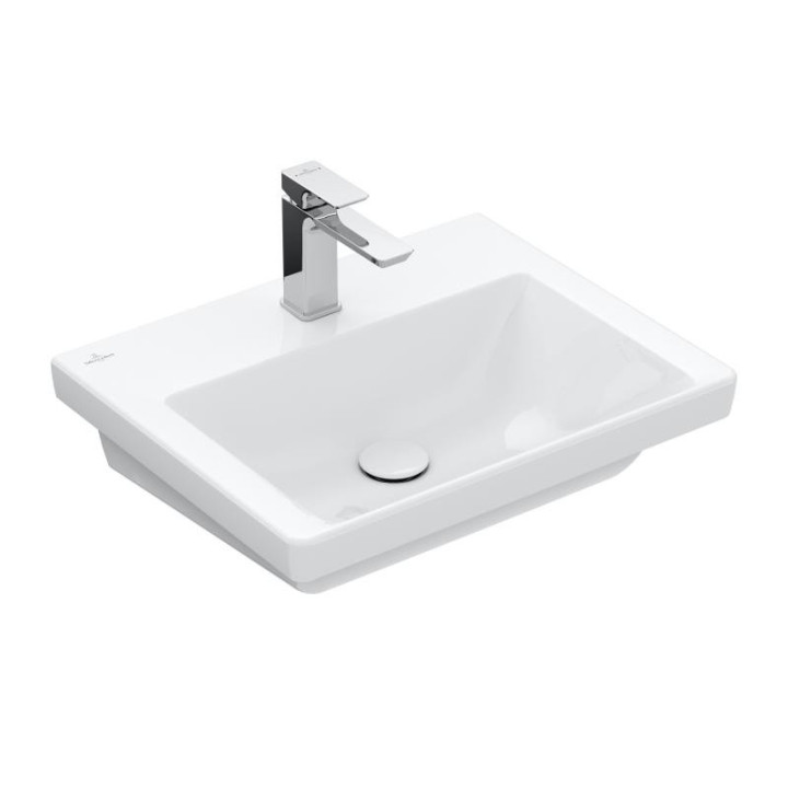Umywalka wisząca Villeroy & Boch Subway 3.0, 55x44cm, z przelewem, otwór na armaturę, Weiss Alpin